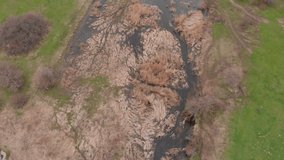 Aktovsky canyon. Mountain valley. Aerial view. Video Filming from a drone 