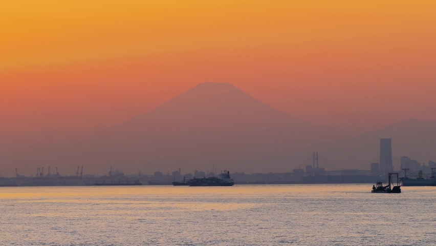 Mount Fuji at Sunset, Yokohama, Kanagawa, Japan
