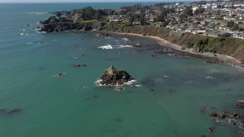Beautiful Brookings coast landscape, Oregon. Aerial circling