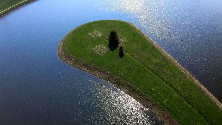 Beautiful Aerial View of Tree on Island, paralax movement | Shutterstock HD Video #1071059575