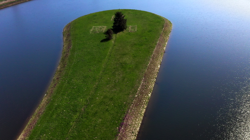 Beautiful Aerial View of Tree on Island, paralax movement | Shutterstock HD Video #1071059581
