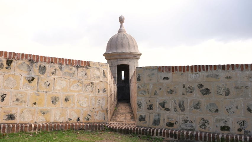 Fort San Felipe Del Morro Lookout on Atlantic Ocean. Historic Landmark, San Juan Puerto Rico