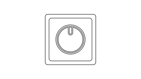 Black line Electric light switch icon isolated on white background. On and Off icon. Dimmer light switch sign. Concept of energy saving. 4K Video motion graphic animation.