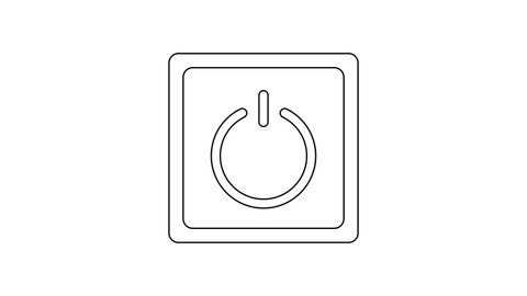 Black line Electric light switch icon isolated on white background. On and Off icon. Dimmer light switch sign. Concept of energy saving. 4K Video motion graphic animation.