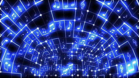Music Notes Neon Background Looped Video