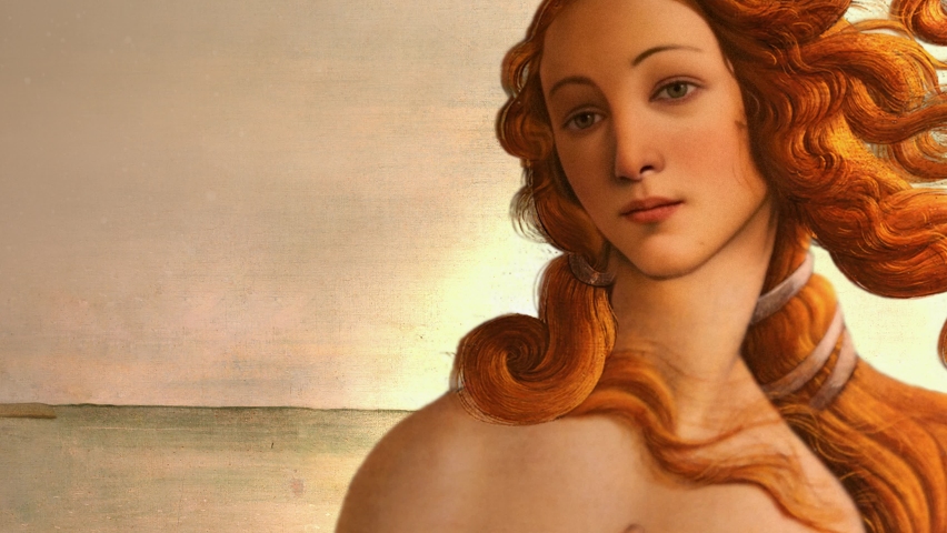 The birth of Venus, animated painting by Sandro Botticelli, Renaissance art history. Royalty-Free Stock Footage #1071072793