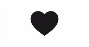 Heart beats animated icon. Black heart symbol isolated on white and green chromakey background. Animated in 4K