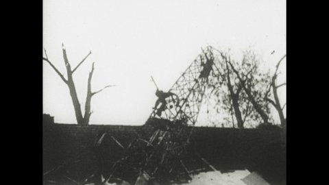 1910s: destroyed planes crashed into ground around ruins of city
