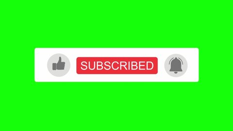 Subscribe, Like and Notification Bell Button Animation with Green Screen.