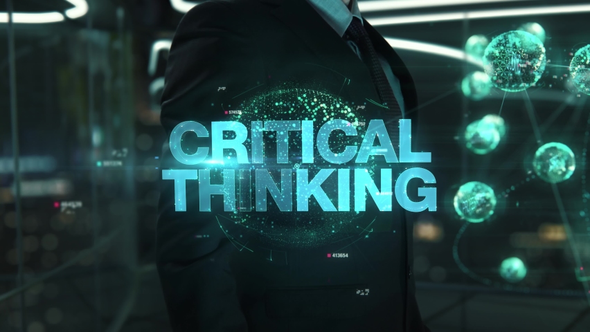 Businessman with Critical Thinking hologram concept Royalty-Free Stock Footage #1071080191