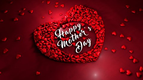 3D Render Heart Mother's Day Background. 4K Love,mother's day video. Romantic background.Happy Mother's Day text background.