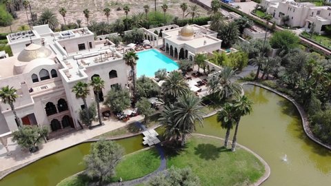 Drone footage : 20 April 2021, Video of interiors Palais Namaskar in Marrakech, Morocco