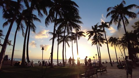 Waikiki beach at sunset Shot in January 2021