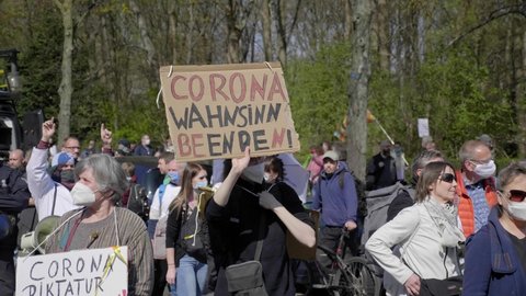 Berlin, Germany, April 21th, Protest against Covid-19 measures