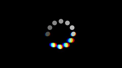 Loading circle icon animation on black background. 4K clip with alpha channel.