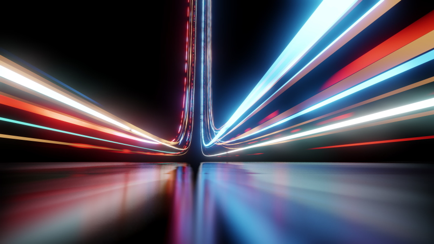 Streams of colorful digital data rushing in front of the camera at high speed. Abstract connectivity or energy concept animation in 4K Royalty-Free Stock Footage #1071102652