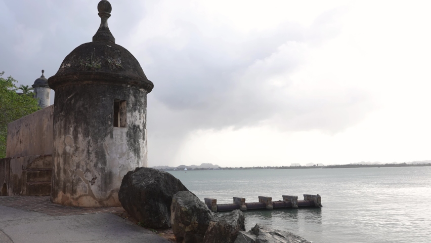 Old San Juan, Puerto Rico, Atlantic Ocean View From Fort San Felipe Del Morro on Cloudy Day