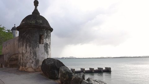 Old San Juan, Puerto Rico, Atlantic Ocean View From Fort San Felipe Del Morro on Cloudy Day