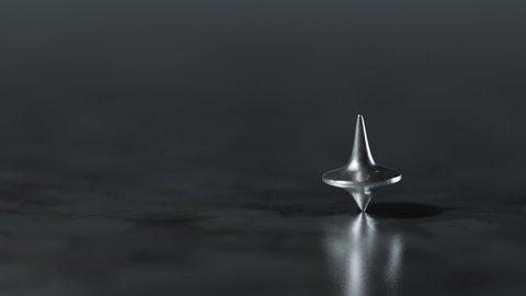 CG rendering of spinning metal gyroscope in a dark background