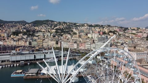 Genoa, Genoa, Italy, 04-10-2021
Ancient port of Genoa, ferris wheel, Aquarium and old town