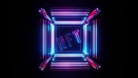 Smooth rotation of the NFT neon glass lettering in the neon glass cube. - Powered by Shutterstock - Get 15% off with code: PIKWIZARD15