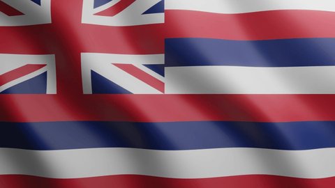 3d waving flag of US state Hawaii. National flag in wind background. 4k realistic seamless loop animated video clip