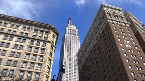 NYC, NEW YORK, USA - APRIL 23, 2019:
Empire State Building from Herald Square (W 34th Street and Broadway) NYC, USA. 