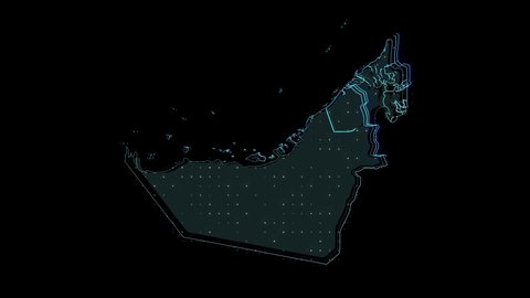 A stylized rendering of the UAE map conveying the modern digital age and its emphasis on global connectivity among people
