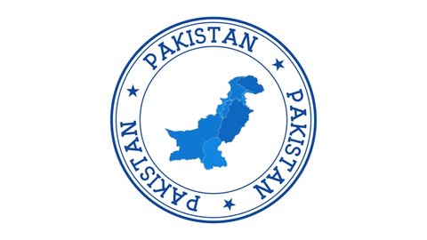 Pakistan intro. Badge with the circular name and map of country. Pakistan round logo animation.