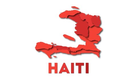 Haiti map showing regions. Animated country map with title. 4k resolution animation.