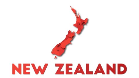 New Zealand map showing regions. Animated country map with title. 4k resolution animation.