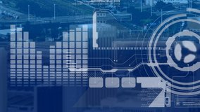 Digital interface with data processing against city traffic in background. computer interface and modern technology concept - Powered by Shutterstock - Get 15% off with code: PIKWIZARD15