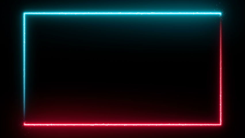 Animated neon glowing frame background. Colorful laser show seamless loop 4K border. Futuristic light effect isolated on black. VJ backdrop for club, show, music video, presentation. 3D animation | Shutterstock HD Video #1071148843