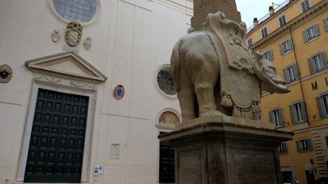 The famous elephant statue with an Egyptian obelisk on his back, created by architect Bernini, located in Piazza della Minerva in Rome