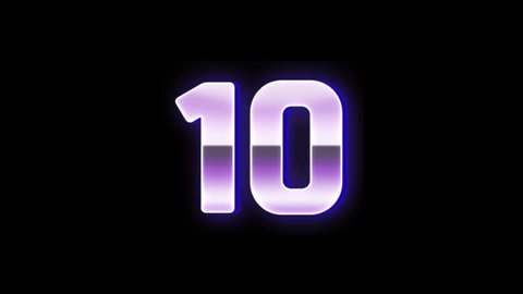 animated countdown number motion on black background.