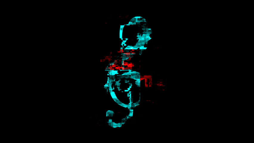 music treble clef symbol glitch screen distortion camera display ...