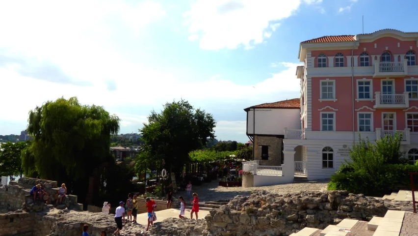 NESSEBAR, BULGARIA - JULY 19 2016: Ritual Hall. City municipality. Beautiful building. Castor town. Peninsula.