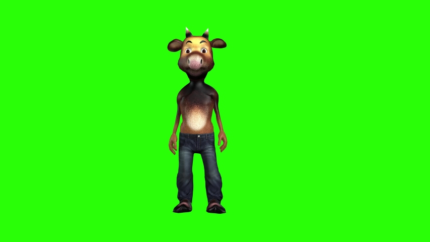 Cartoon Moose Dance Green Screen
