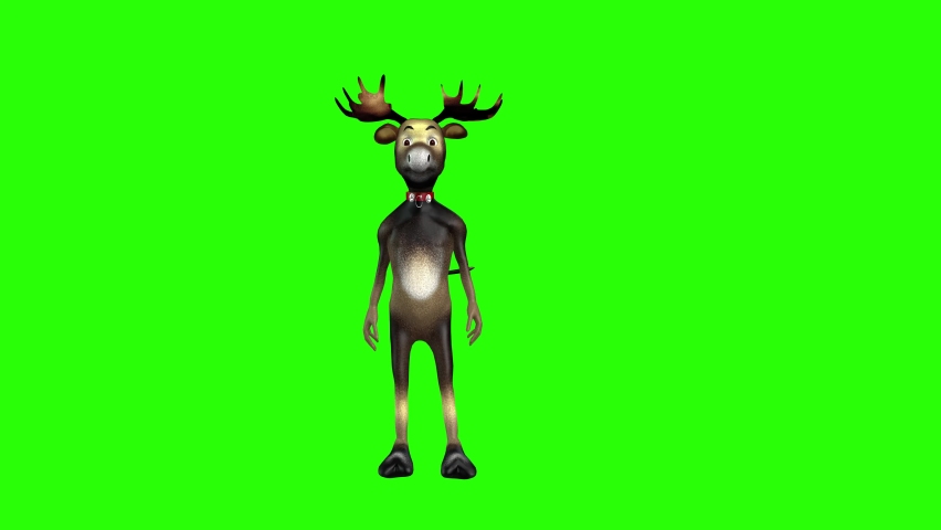 Cartoon Moose Dance Green Screen