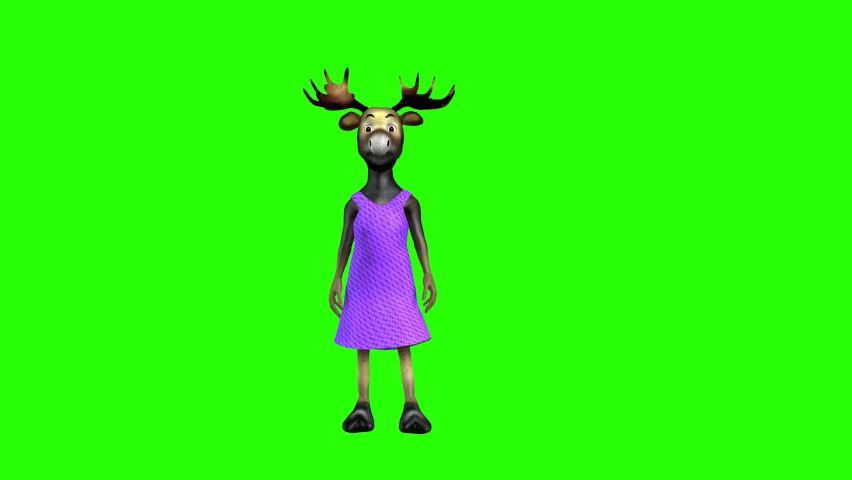 Cartoon Moose Dance Green Screen