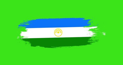Bashkortostan national flag shaking motion on green screen background. 4K Bashkortostan flag motion background