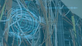 Animation of scope scanning and data processing over cables in computer server. global connections, technology and digital interface concept digitally generated video. - Powered by Shutterstock - Get 15% off with code: PIKWIZARD15