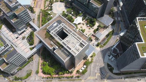 Pak Shek Kok Hong Kong Science Park open to a start-up business with science, high-tech research, and innovative development use located in Tai PO Ma Liu Shui in Shatin city Top down aerial view