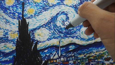 Drawing Abstract Copic color,The Starry Night , van Gogh