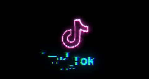 Neon tiktok icon. Youth background for publics. Tiktok animation with likes.January 21, 2021 Ukraine, Dnipro.