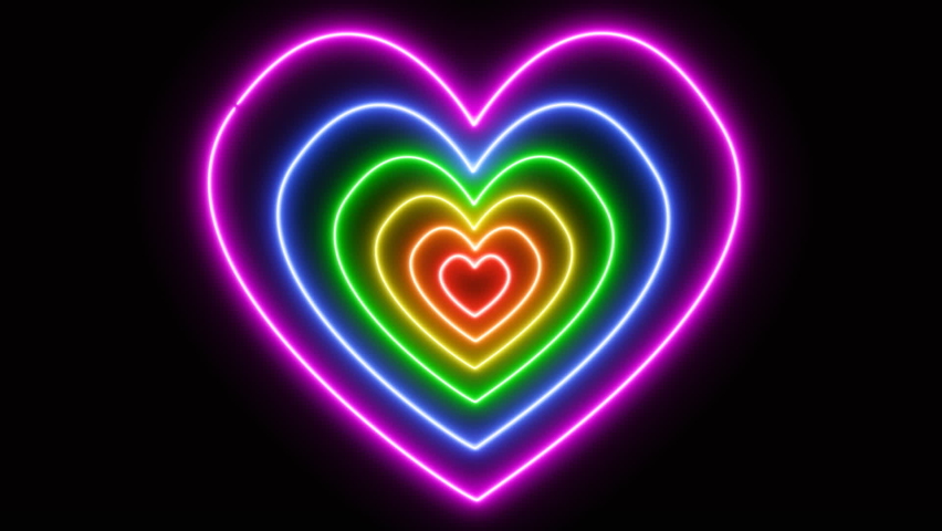 Neon Hearts Symbolizing inclusion And Diversity Equality For Love And Happiness To All People In The World | Shutterstock HD Video #1071209782