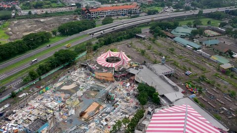 Surabaya, 01-02-2021
aerial video of The Surabaya Carnival was torn down. 