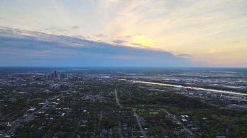 Aerial video of Kansas City in Missouri.