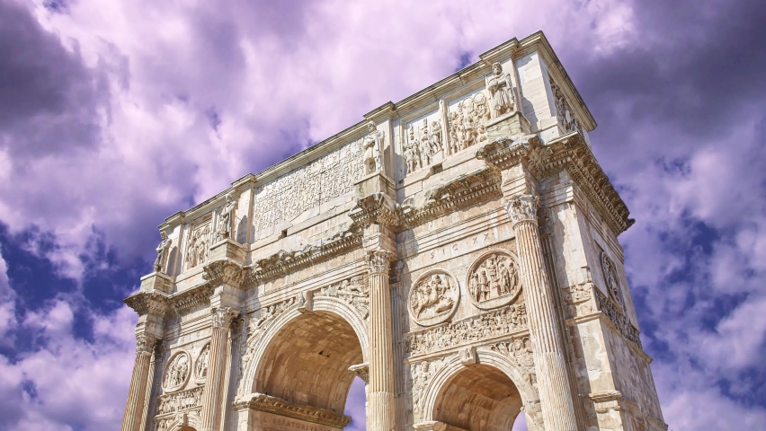The Arch of Constantine, a triumphal arch in Rome, Italy