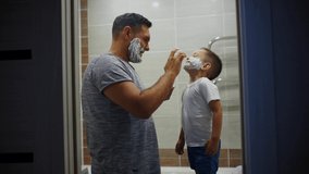 Father Teach His Son To Shave. Have fun together - Powered by Shutterstock - Get 15% off with code: PIKWIZARD15